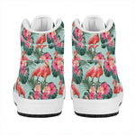 Tropical Floral Flamingo Pattern Print High Top Leather Sneakers