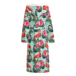 Tropical Floral Flamingo Pattern Print Hooded Bathrobe