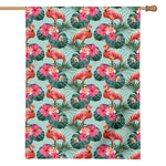 Tropical Floral Flamingo Pattern Print House Flag