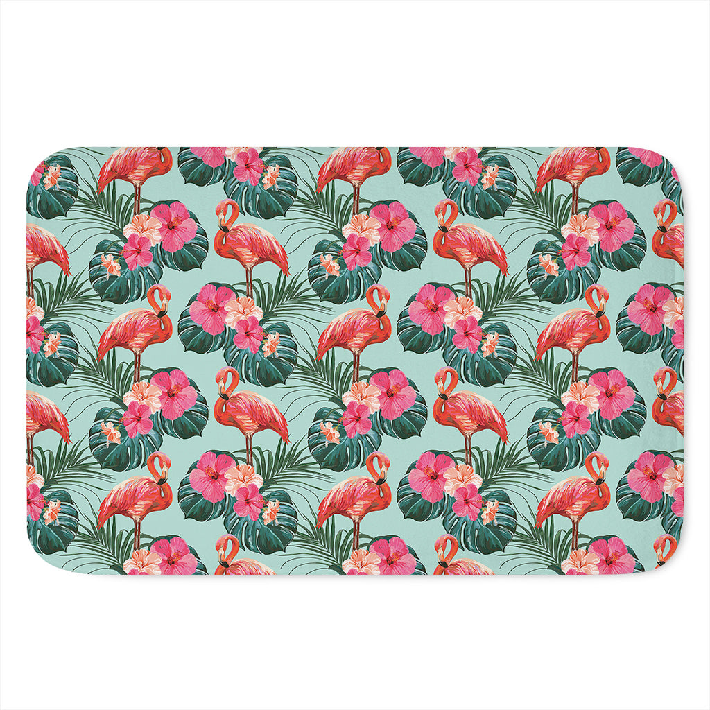 Tropical Floral Flamingo Pattern Print Indoor Door Mat