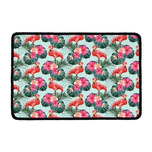 Tropical Floral Flamingo Pattern Print Kitchen Mat