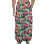 Tropical Floral Flamingo Pattern Print Lantern Pants