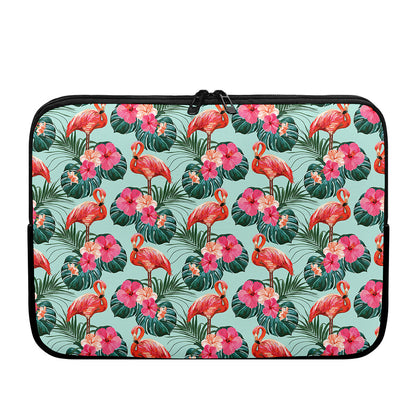 Tropical Floral Flamingo Pattern Print Laptop Sleeve