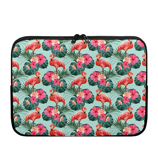 Tropical Floral Flamingo Pattern Print Laptop Sleeve