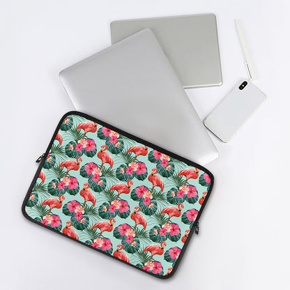 Tropical Floral Flamingo Pattern Print Laptop Sleeve