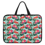Tropical Floral Flamingo Pattern Print Laptop Sleeve With Handle