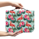 Tropical Floral Flamingo Pattern Print Leather Bible Cover