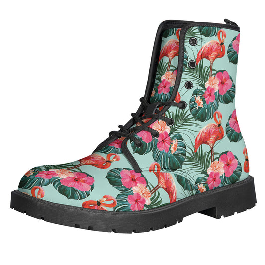 Tropical Floral Flamingo Pattern Print Backpack