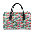 Tropical Floral Flamingo Pattern Print Leather Duffel Bag