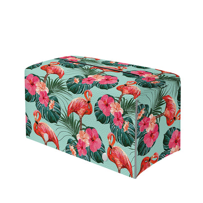 Tropical Floral Flamingo Pattern Print Leather Tissue Box Cover