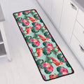 Tropical Floral Flamingo Pattern Print Long Kitchen Mat