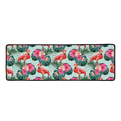 Tropical Floral Flamingo Pattern Print Long Kitchen Mat