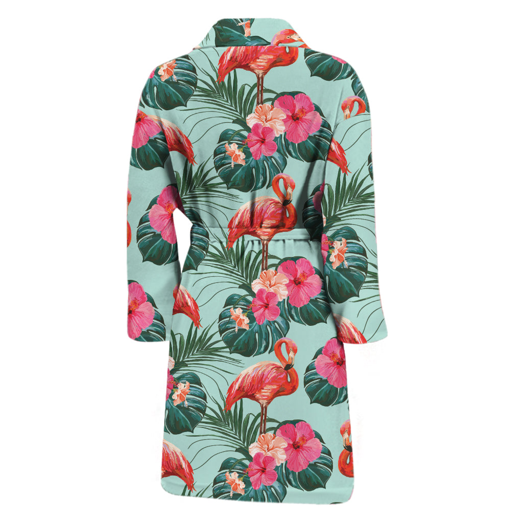 Tropical Floral Flamingo Pattern Print Men's Bathrobe