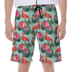 Tropical Floral Flamingo Pattern Print Men's Beach Shorts