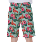 Tropical Floral Flamingo Pattern Print Men's Beach Shorts