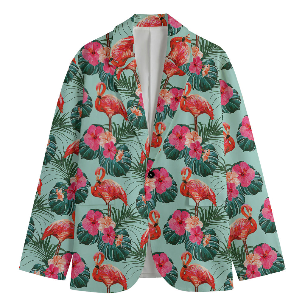 Tropical Floral Flamingo Pattern Print Men's Blazer