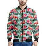 Tropical Floral Flamingo Pattern Print Men's Bomber Jacket