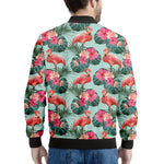 Tropical Floral Flamingo Pattern Print Men's Bomber Jacket