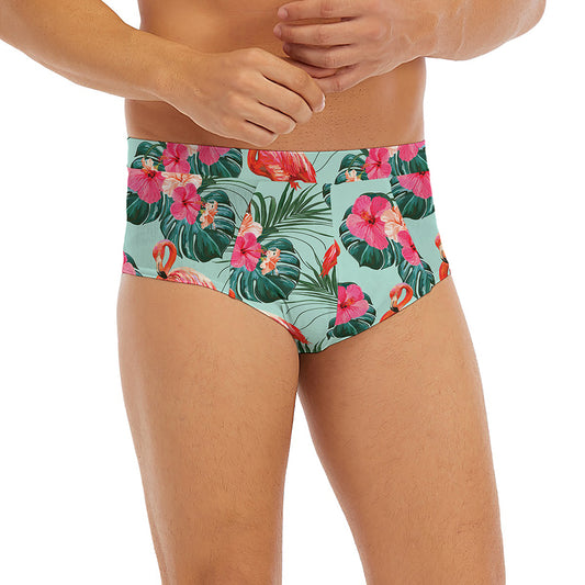 Tropical Floral Flamingo Pattern Print Men's Briefs
