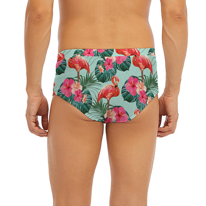 Tropical Floral Flamingo Pattern Print Men's Briefs