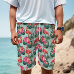 Tropical Floral Flamingo Pattern Print Men's Cargo Shorts