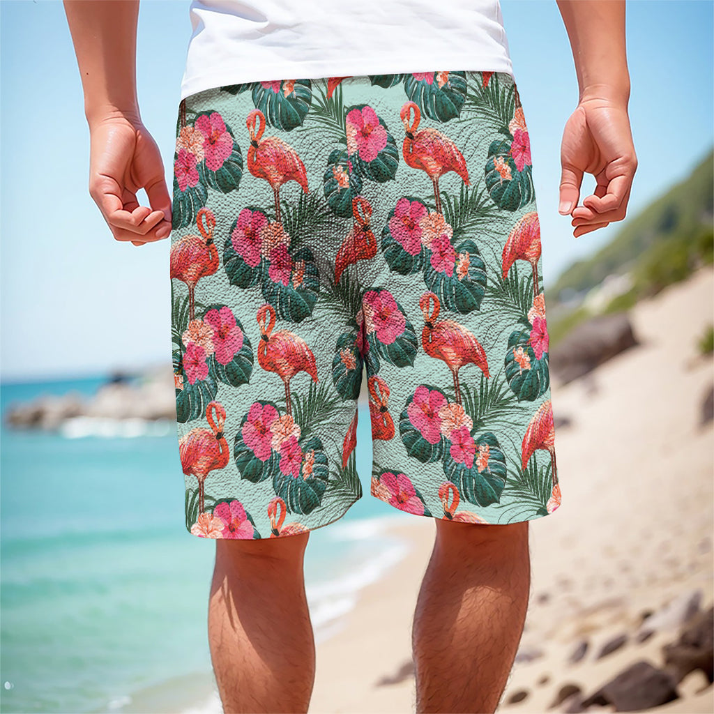 Tropical Floral Flamingo Pattern Print Men's Cargo Shorts