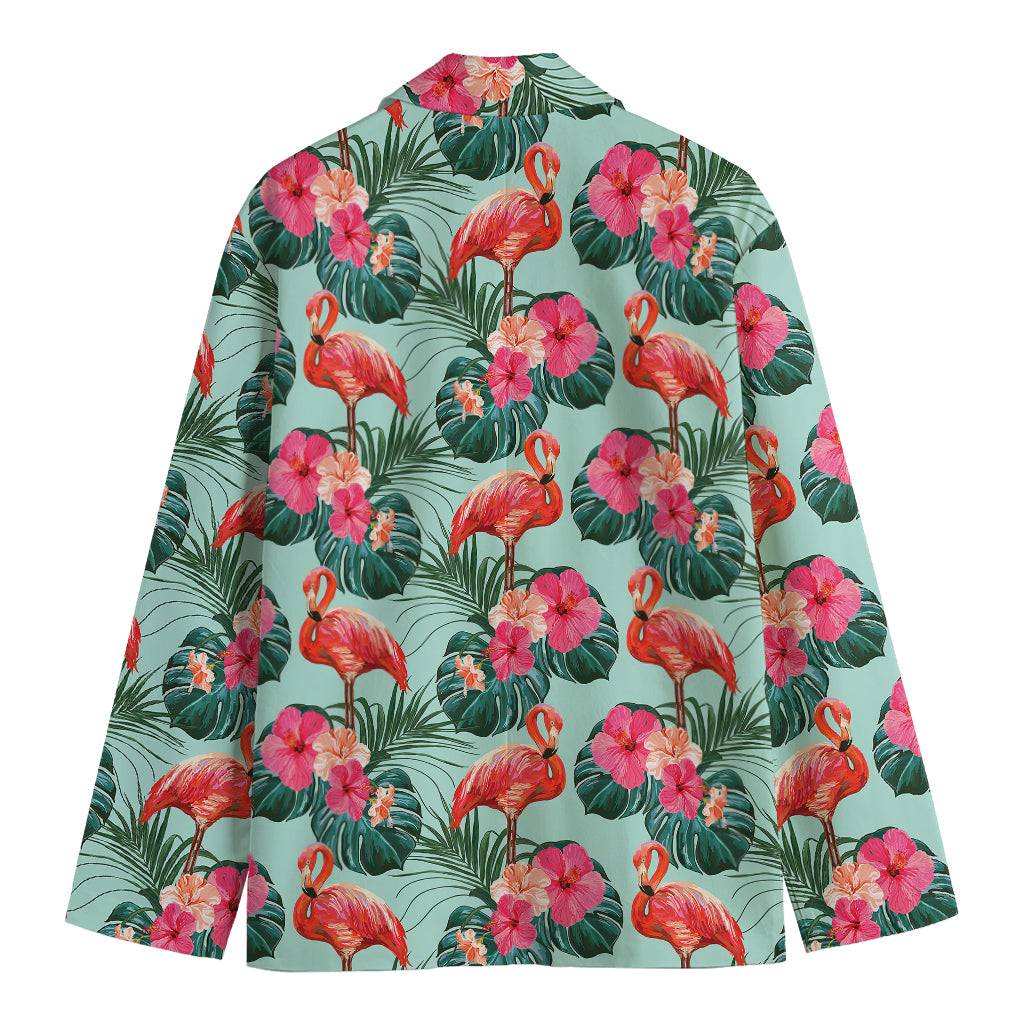 Tropical Floral Flamingo Pattern Print Men's Cotton Blazer