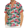 Tropical Floral Flamingo Pattern Print Men's Deep V-Neck Shirt