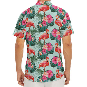 Tropical Floral Flamingo Pattern Print Men's Deep V-Neck Shirt