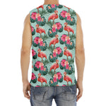 Tropical Floral Flamingo Pattern Print Men's Fitness Tank Top