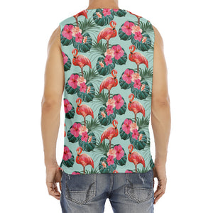 Tropical Floral Flamingo Pattern Print Men's Fitness Tank Top