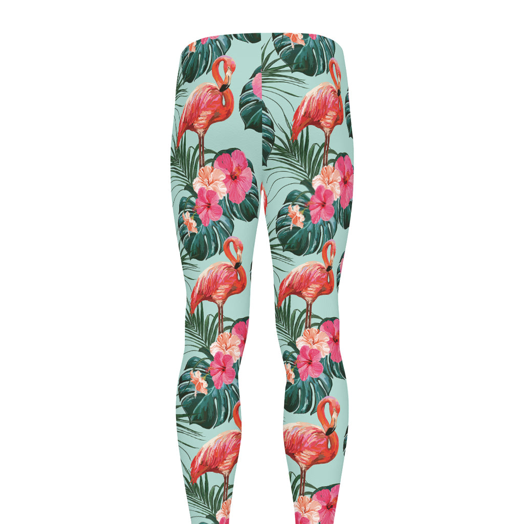 Tropical Floral Flamingo Pattern Print Men's leggings