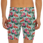 Tropical Floral Flamingo Pattern Print Men's Long Boxer Briefs