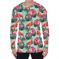 Tropical Floral Flamingo Pattern Print Men's Long Sleeve T-Shirt