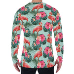 Tropical Floral Flamingo Pattern Print Men's Long Sleeve T-Shirt