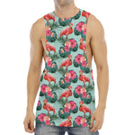 Tropical Floral Flamingo Pattern Print Men's Muscle Tank Top