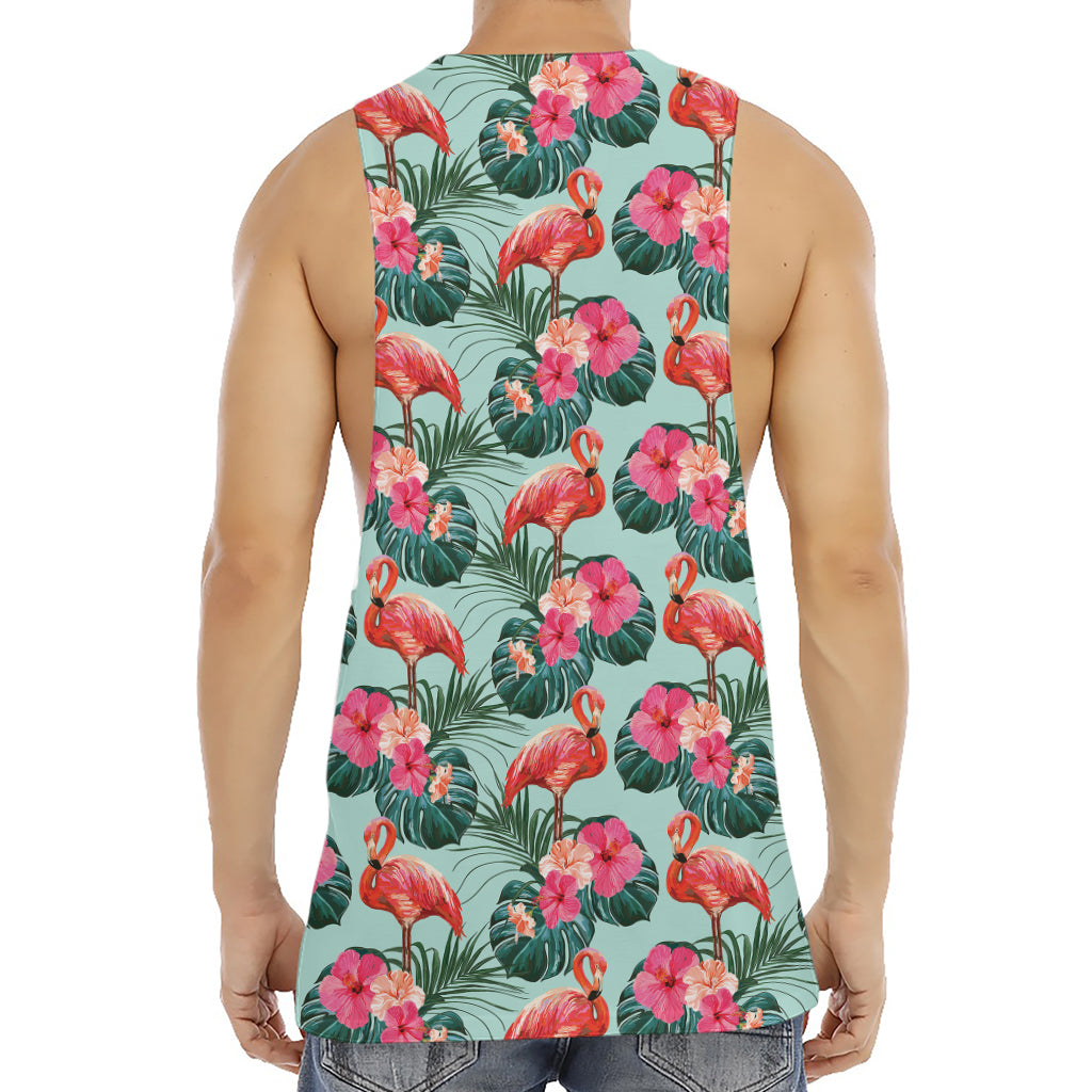 Tropical Floral Flamingo Pattern Print Men's Muscle Tank Top