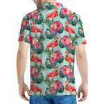 Tropical Floral Flamingo Pattern Print Men's Polo Shirt