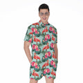 Tropical Floral Flamingo Pattern Print Men's Romper