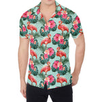 Tropical Floral Flamingo Pattern Print Men's Shirt
