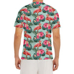 Tropical Floral Flamingo Pattern Print Men's Short Sleeve Rash Guard