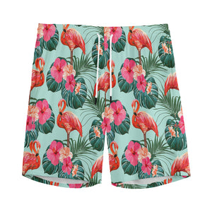 Tropical Floral Flamingo Pattern Print Men's Sports Shorts