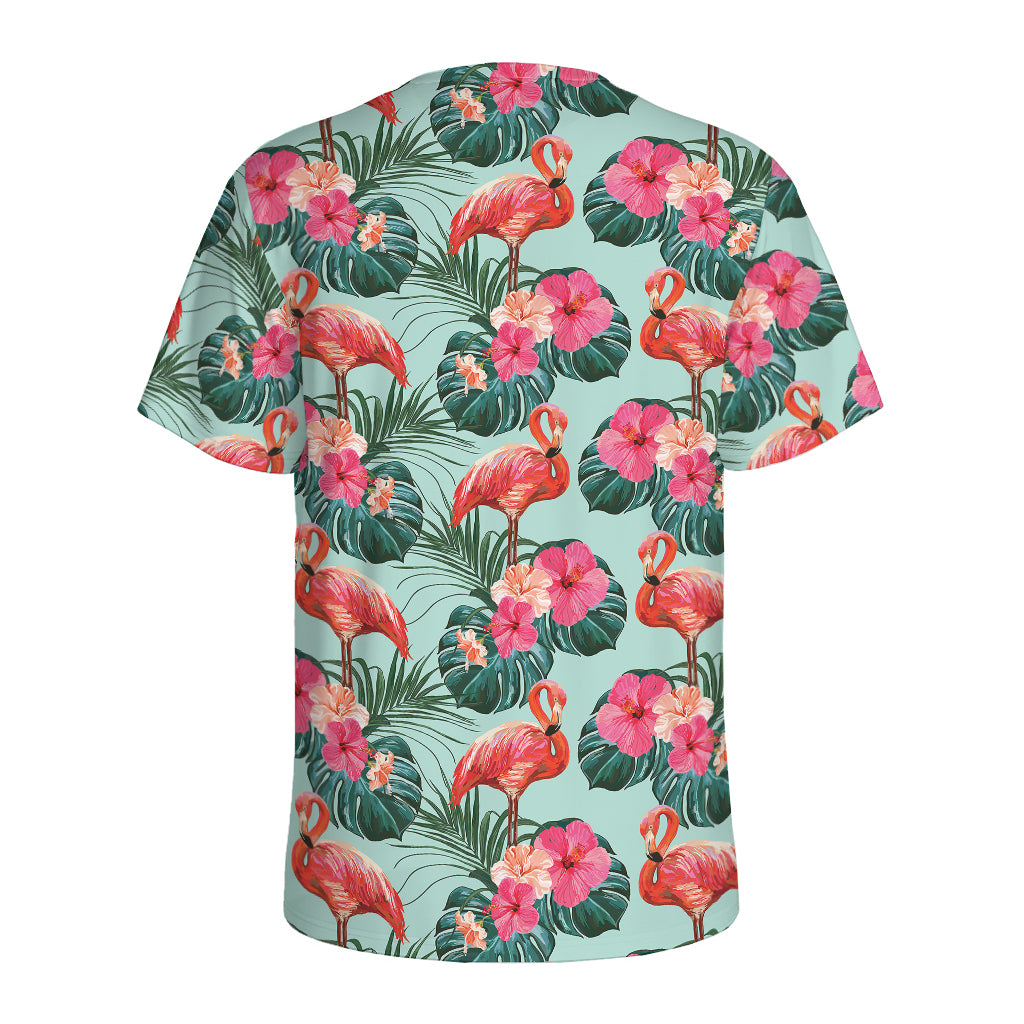 Tropical Floral Flamingo Pattern Print Men's Sports T-Shirt