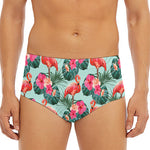 Tropical Floral Flamingo Pattern Print Men's Triangle Swim Briefs