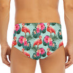 Tropical Floral Flamingo Pattern Print Men's Triangle Swim Briefs
