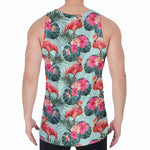 Tropical Floral Flamingo Pattern Print Men's Velvet Tank Top