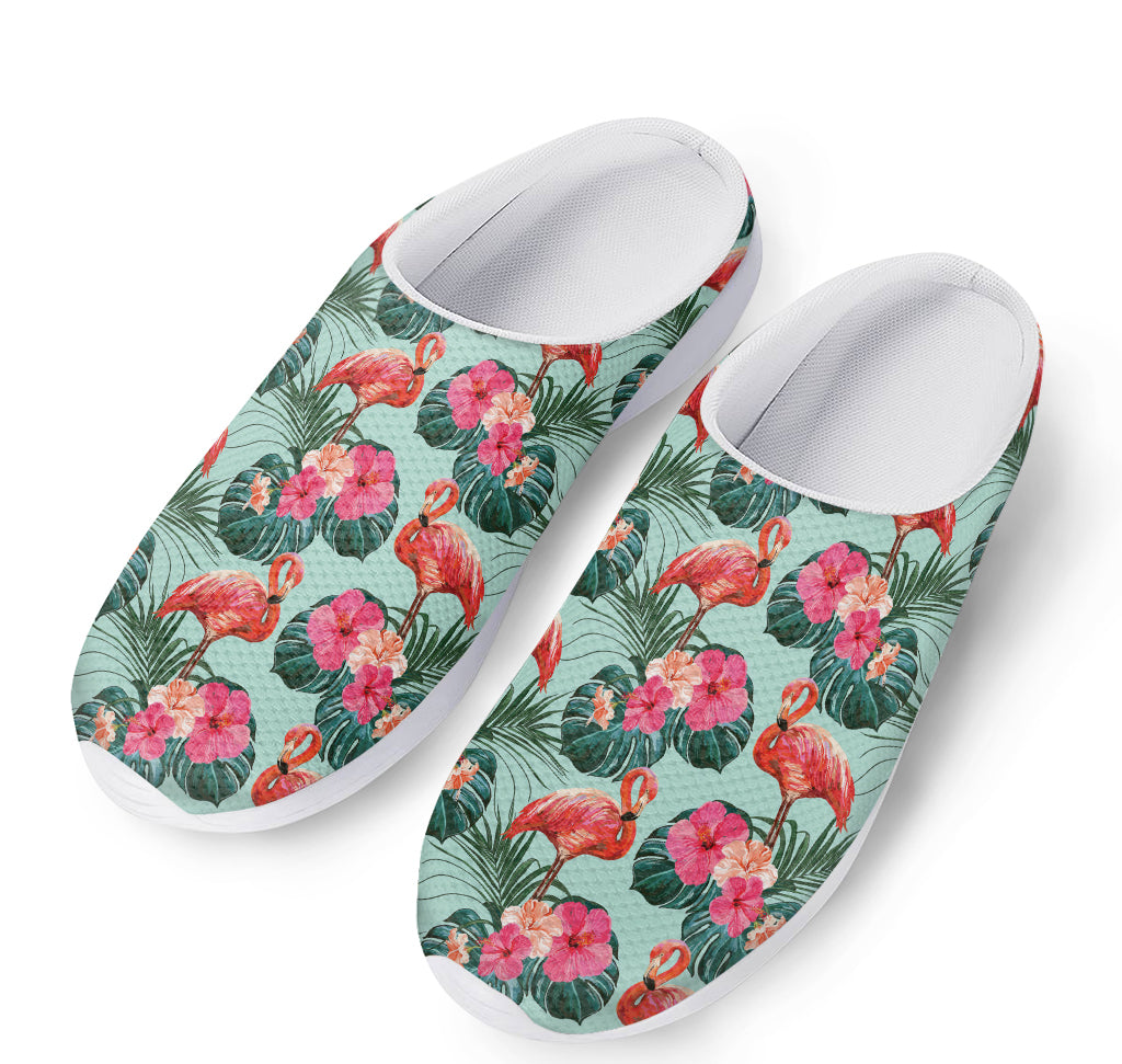 Tropical Floral Flamingo Pattern Print Mesh Casual Shoes