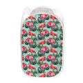 Tropical Floral Flamingo Pattern Print Mesh Laundry Hamper