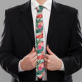 Tropical Floral Flamingo Pattern Print Necktie