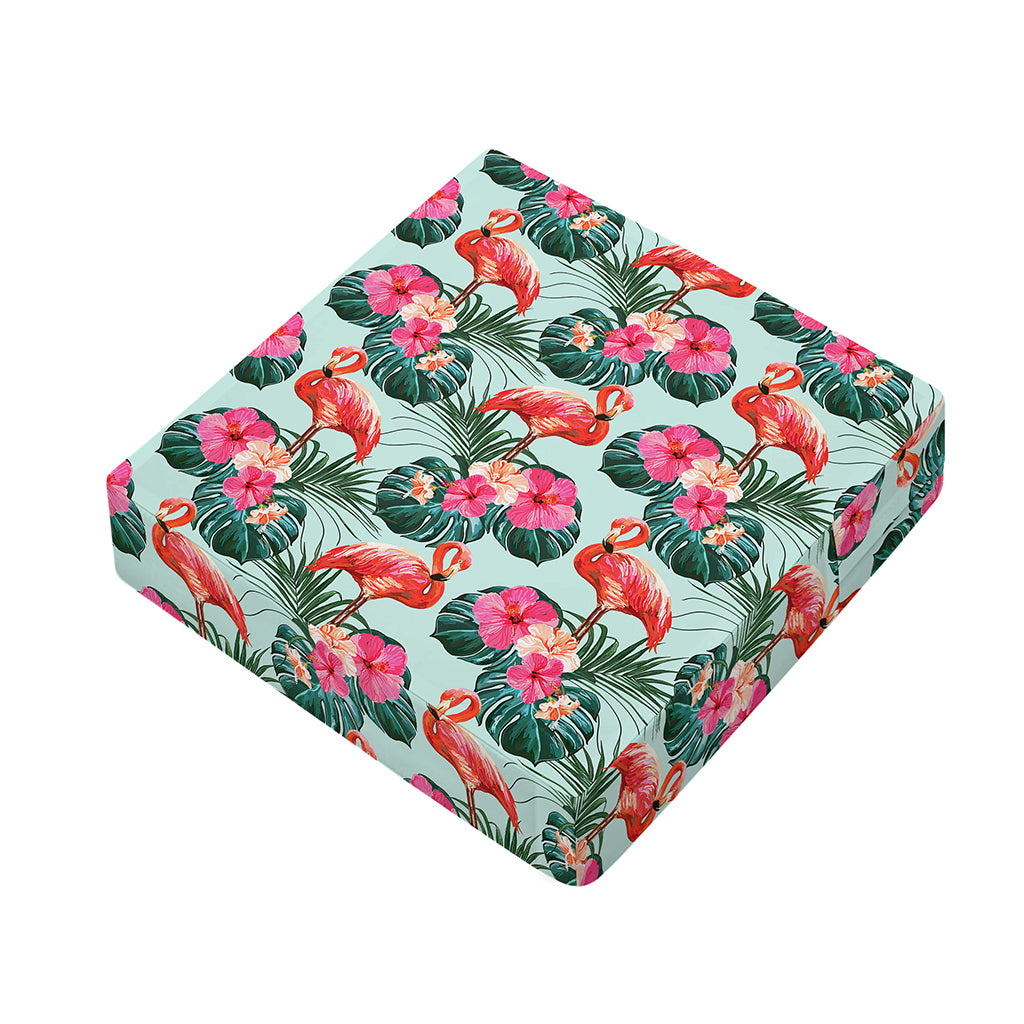 Tropical Floral Flamingo Pattern Print Outdoor Seat Cushion Cover